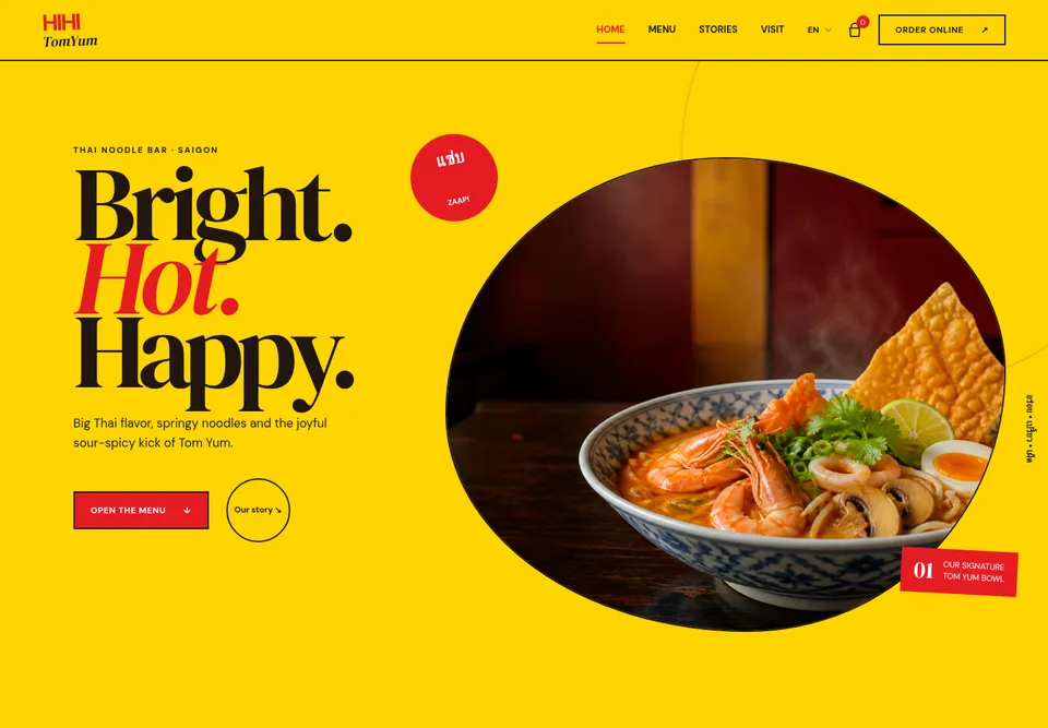 Hihi Tom Yum restaurant website